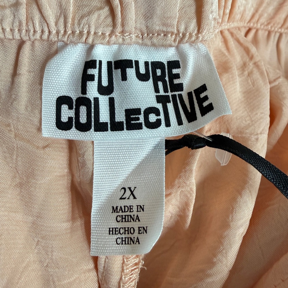 Future Collective Peach Textured Wide Leg Pants Plus Size 2X - Picture 3 of 11